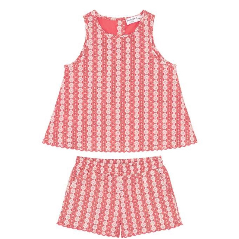 ISO Minnow girls regatta red paisley scalloped short set 3/4